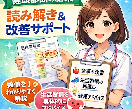 健診結果を解説＆改善アドバイスします 少しずつ無理なく改善していきましょう イメージ1