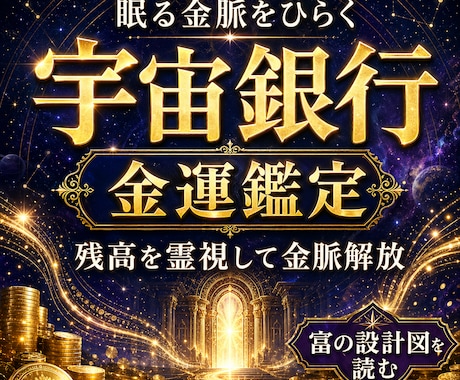 金運アップ◆宇宙銀行の残高を霊視し金脈を解放します 魂に宿る“富の設計図”を解析しブロック解除、恵みを呼びます イメージ1
