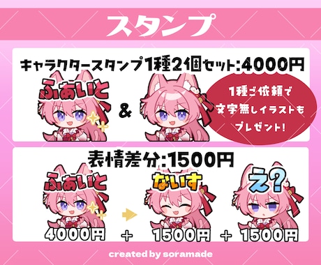 1点4000円！配信向けスタンプやバッジ作成します YoutubeやTwitchに◎文字無し差分イラスト付き！ イメージ2