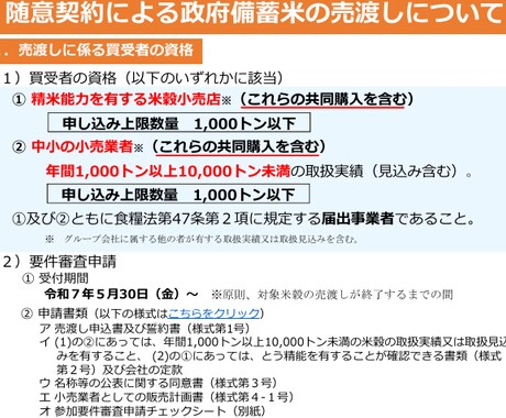 中小小売り向け政府備蓄⽶購入の申請をお手伝いします 随意契約による政府備蓄⽶を獲得するための支援をします イメージ1