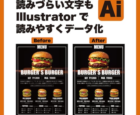 荒い画像をAiデータで見やすくします 丁寧にお作りします。安心してお任せください！ イメージ2