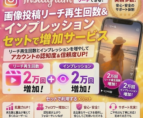 インスタ画像投稿のリーチ+インプ2万回増やします Instagramでの静止画用のSEO改善サービス！ イメージ1