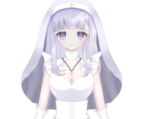 IRIAMやTRPGでお使いいただけます イメージカラー紫のシスターの立ち絵、adpt イメージ2