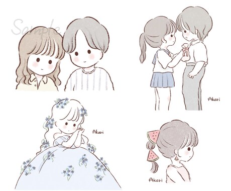 ふんわりゆるかわいいイラストをお描きします SNSアイコン、プレゼントや記念日にもどうぞ ♪ イメージ1