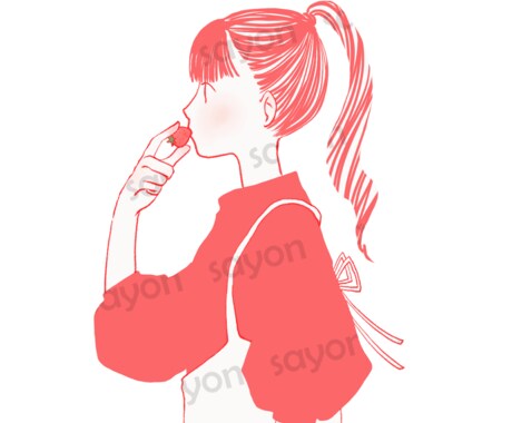 商用利用可！完成品イラストを販売しています いちごを頬張る女性/クール・おしゃれ/SNS用アイコンなど イメージ2