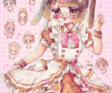 萌え絵イラスト制作します 平成萌え絵風の可愛らしいイラストを描きます♥ イメージ2
