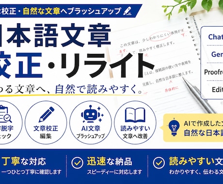 文章を読みやすく自然な日本語に校正しますます イメージ1