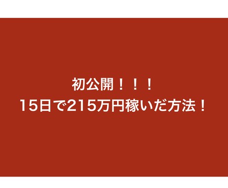 たった15日で215万円稼いだ方法教えます 稼げない、副業を始めたい、方への教科書です。 イメージ1