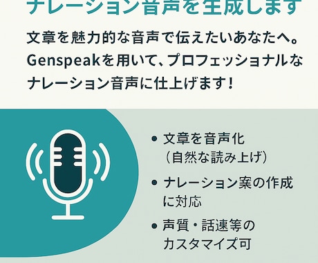 Genspeakで台本を高品質音声化します AIで自然なナレーションを手軽に作成 イメージ1