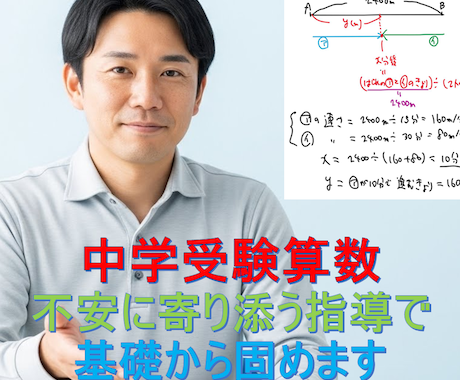中学受験算数★不安に寄り添う指導で基礎から固めます 基礎徹底理解とミス撲滅で「わかる！できる！」を積み重ねよう！ イメージ1