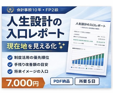 人生設計の入口レポート作ります 会計実務10年×FP2級で現在地を見える化 イメージ1