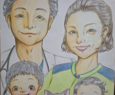優しい雰囲気の似顔絵お描きします お祝いやイベントにぜひ！ご家族やご友人や大事なペットさんなど イメージ2