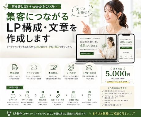 集客につながるLP構成・文章を作成します 何を書けばいいか分からない方も丸ごとお任せ イメージ1
