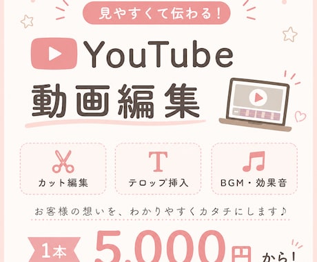 かわいい・おしゃれな　youtube動画編集します 格安！！　オールジャンル可能　気軽にご依頼ください。 イメージ1