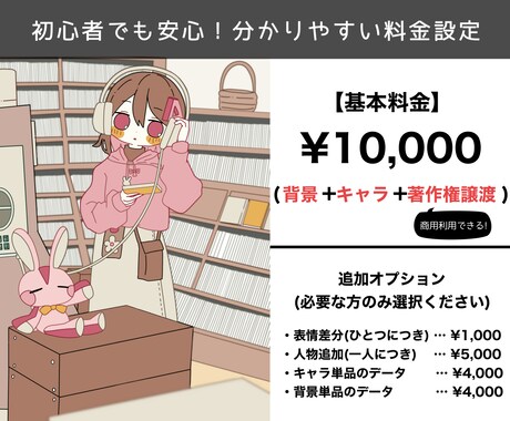 商用◎ 背景ありのシンプルでかわいい一枚絵描きます サムネイルやグッズ作り、小説の表紙等をお探しの方におすすめ！ イメージ2