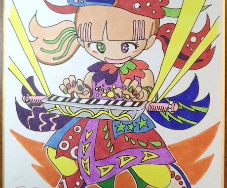 ミニ色紙イラスト作成します ちょっと可愛らしい系のマンガ風キャラのミニ色紙を、座右に！ イメージ1
