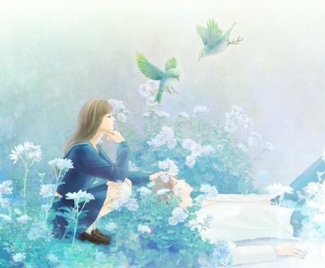 夢の世界にいるかのような一枚絵お描きします 装画やサイトに幻想的で耽美なイラストをお使いください。 イメージ1