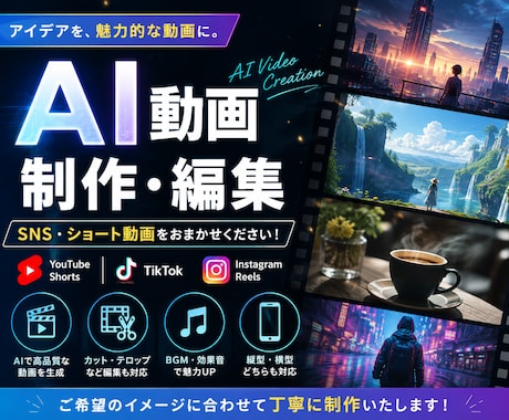 AIでショート動画を制作・編集します SNS向けAI動画をイメージに合わせて制作 イメージ1