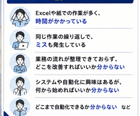 業務効率化・自動化の進め方を整理します 現場目線でムダを整理し実行できる改善策をご提案 イメージ2