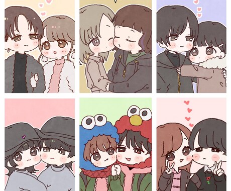 ぷにぷに♡カップルさん似顔絵描きます 記念日などのちょっとしたプレゼントにも♡ イメージ1