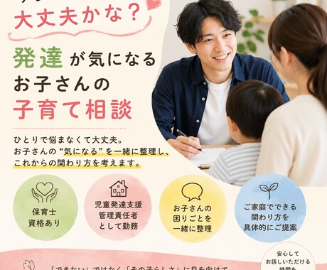 ADHD・ASD・癇癪等お子さんの子育て相談します お子さんの“気になる”を一緒に整理します。 イメージ1