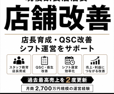 現役飲食店店長が店舗改善・店長育成をサポートします イメージ1