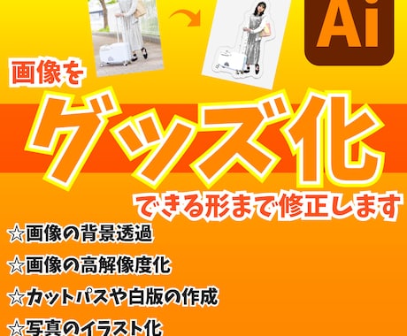 画像をグッズ化できる形まで修正します グッズを作りたいけどデータが作れない方におすすめ！ イメージ1