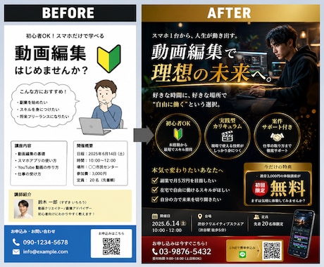AIで作ったチラシをプロ品質へ仕上げます プロが伝わる、目をひく、反応が変わるチラシに仕上げます イメージ2