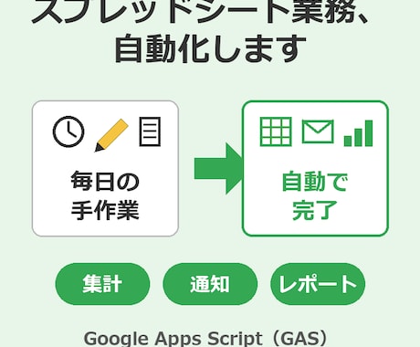 スプレッドシート業務をGASで自動化します 集計・通知・転記を自動化｜納品後1ヶ月無償サポート付き イメージ1