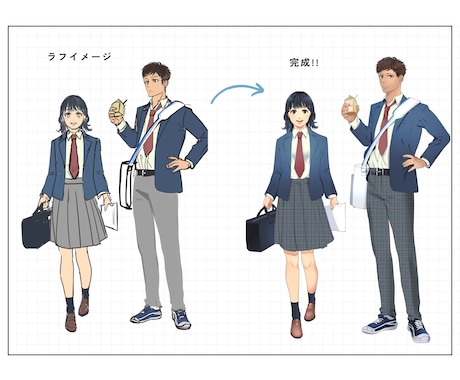立ち絵制作【スーツ・制服】商用利用できます ビジネスシーンで使いやすい頭身高めのイラスト イメージ2