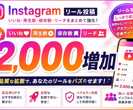 Instagramリポスト｜いいね｜保存数増します インスタリール投稿｜いいね・再生数・保存数・リーチ激熱増加 イメージ1
