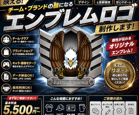 チーム・ブランドの顔になるエンブレムロゴ制作します イメージ1