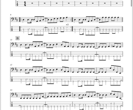 ベースTab譜の作成をします 原曲に忠実な譜面作成と多弦ベースに対応してます！ イメージ1