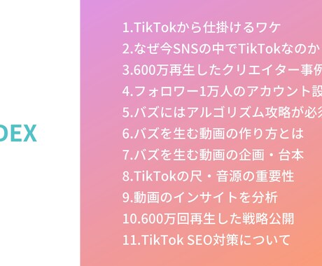 TikTok1000万回再生バズらせる方法教えます 事例、アカウント設計、アルゴリズム、企画、投稿、分析、SEO イメージ2
