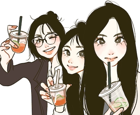 韓国風な女の子描きます おしゃれで柔らかい雰囲気♡各種SNSの印象UPに最適です！ イメージ1