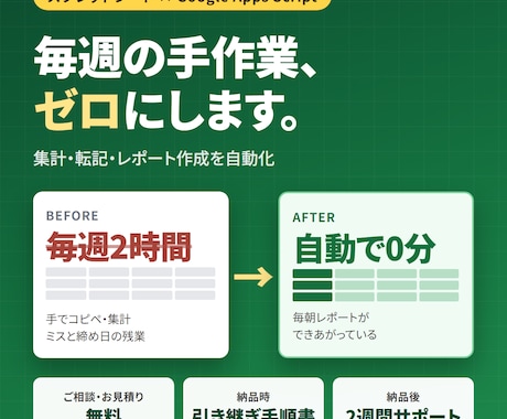 スプレッドシート業務をGASで自動化します イメージ1