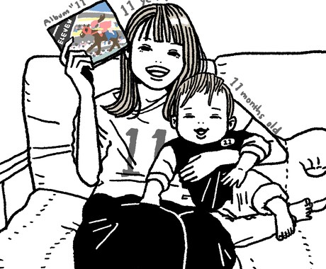 シンプルな線画イラスト（似顔絵）を描きます 思い出の瞬間を印象に残るイラストに✨ イメージ2