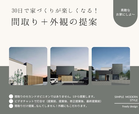 30日間でワクワクする間取りと暮らしを提案します 後悔ではなく満足する家づくり！間取りだけじゃなく外観も提案。 イメージ1