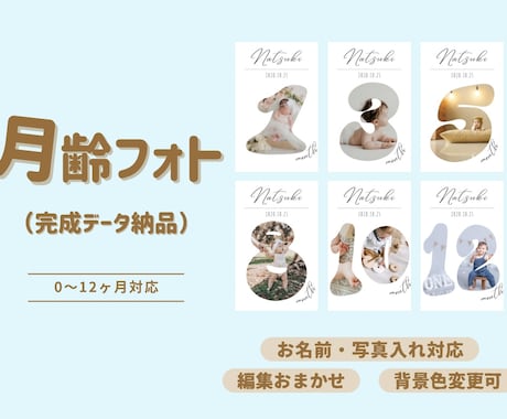 写真と名前を送るだけでOK！月齢フォト作成します 0〜12ヶ月の成長を、1冊の大切な本に！！！ イメージ1