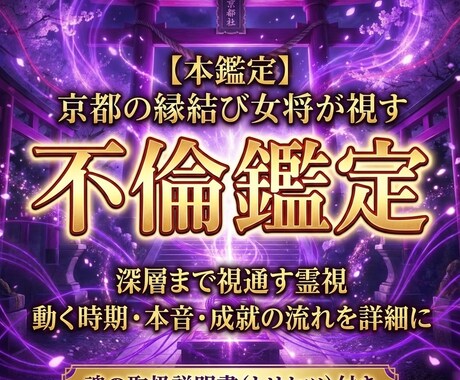 不倫霊視 | 本鑑定｜彼の本音・未来・成就を視ます 複雑愛・不倫専門。糸視で丁寧に霊視します。 イメージ1