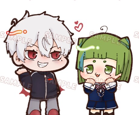 あなたの好きなキャラクターとの夢イラストを描きます かわいいミニキャラであなたの推しをアピールしましょう！ イメージ1