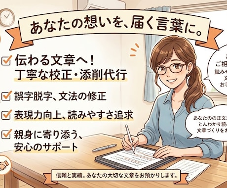 プロがサポート！評価される文章校正・添削代行します あなたの想いに寄り添い、伝わる文章に磨きます イメージ1
