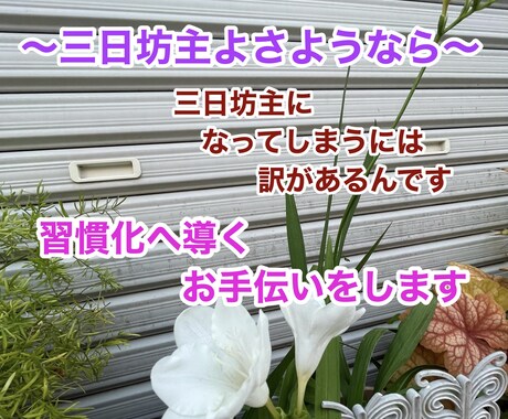 三日坊主克服のお手伝いをします 今まで目標が達成出来ずにいた方に、誠心誠意寄り添います。 イメージ1