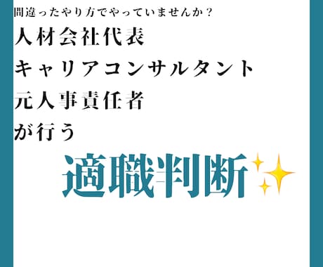 一度の面談でにあなたの適職を判断します ✨会社代表&キャリコン&元人事責任者が行う適職判断✨ イメージ1