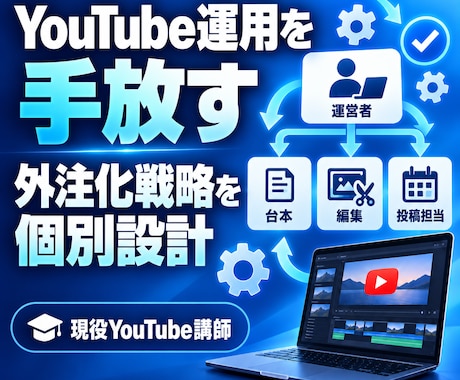 YouTube運用を手放す外注化戦略を設計します 採用・役割分担・引き継ぎまで個別に仕組み化します イメージ1