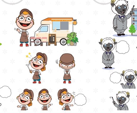 キャラクターイラストをセットパックでご提供します オリジナルキャラをHPなどで使いやすいポーズセットでご提供！ イメージ1