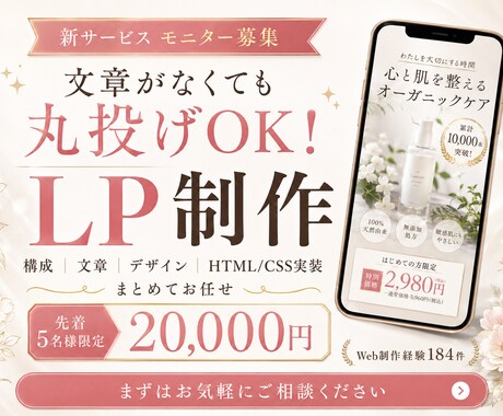 先着5名様限定・モニター価格でLPを制作します イメージ1