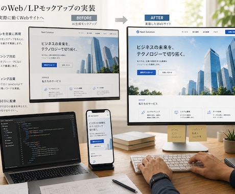AIで作ったWEBサイト案を公開できる実装にします AI生成のLP/Webデザイン案を実装代行 イメージ1