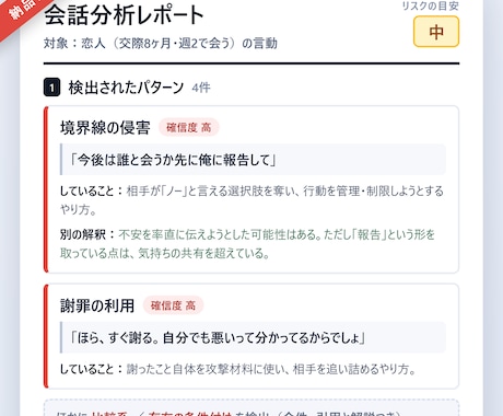 あなたが悪いと思わされていないか調べます 恋愛・友人・職場OK／スクショOK／レポートでお届け イメージ2