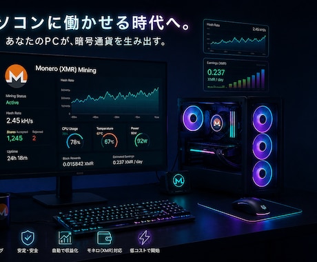 PCに働いてもらう為の設定をお手伝いします マイニングノード報酬が獲得可能な銘柄、設定方法をお伝えします イメージ2